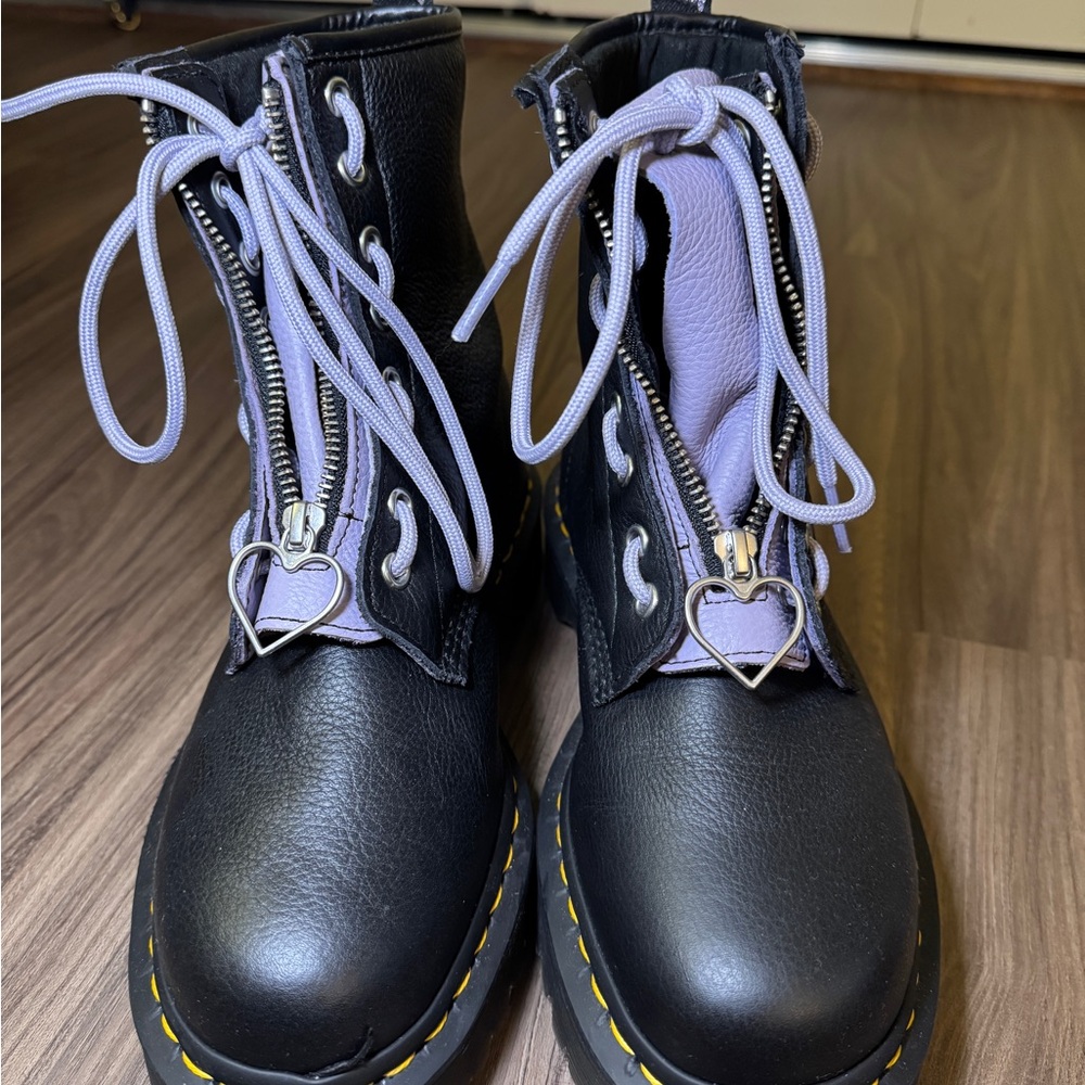 Dr marten Black and Purple Heart Boots - Picture 3 of 5